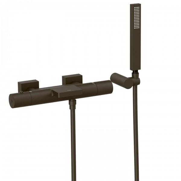 BAIN-DOUCHE THERMOSTATIQUE AVEC CASCADE NOIR MÉTALLISÉ BROSSÉ - TRES 21117409KMB