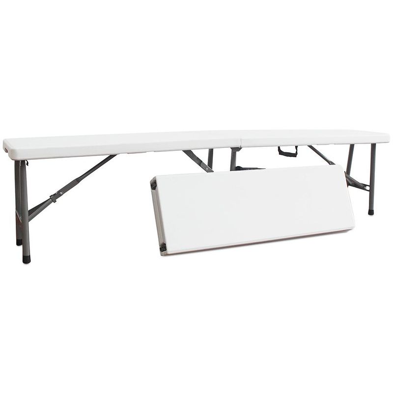 Banc Pliant Transportable Banc En Plastique Robuste 183 X 43 X 30 Cm Blanc Pack De 2 Pliable En Deux Nombre De Places 2 A 4 Personnes Par Banc Leogreen Comparer
