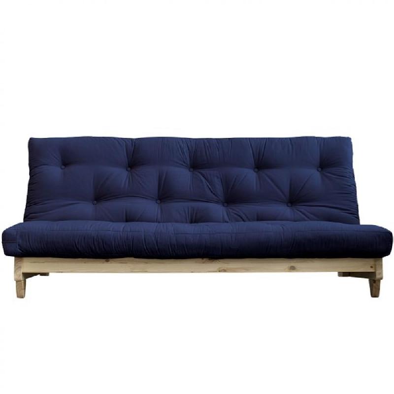 Banquette convertible FRESH PIN - Coloris marine - Couchage 140 x 200 cm - Structure en pin massif - Matelas futon confortable_0