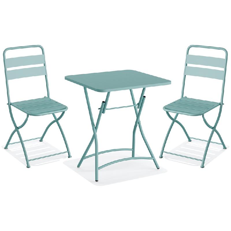 Breeze - Set de bistro en métal Bleu - 2 chaises et table 60x60 cm_0