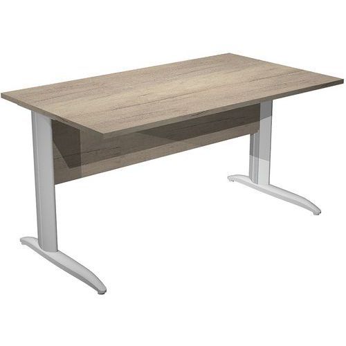 BUREAU DROIT PIEDS L EN MÉTAL FAST - 140 CM - CHÊNE -