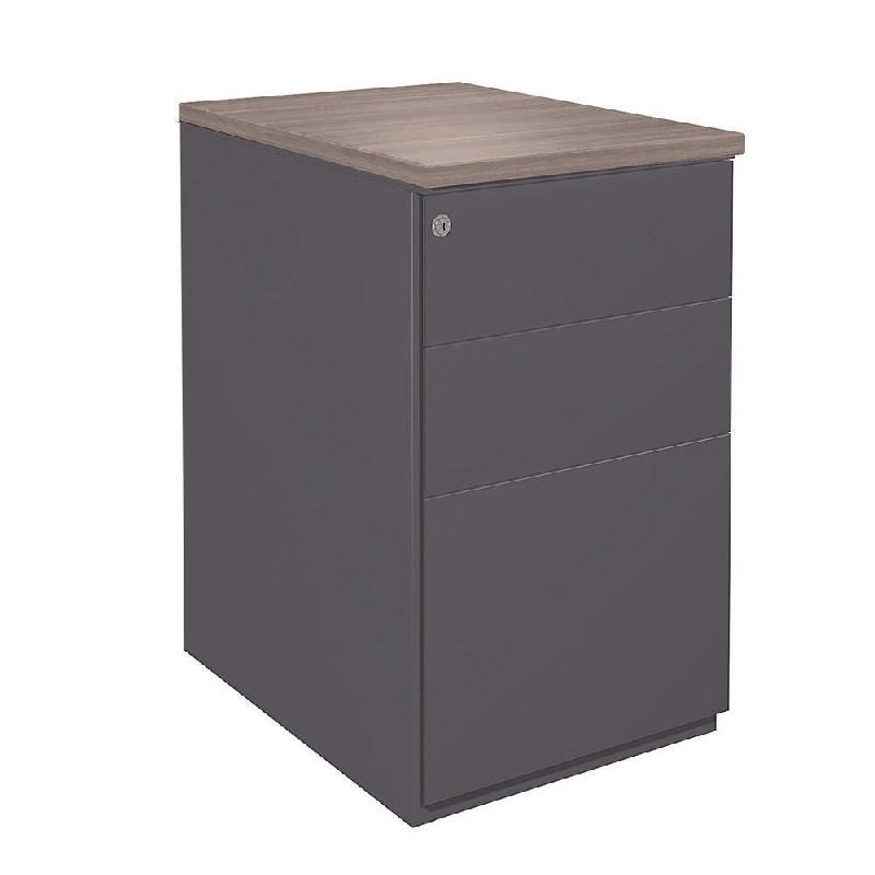 CAISSON HAUTEUR BUREAU METAL - NF ENVIRONNEMENT - ANTHRACITE TOP GRIS - H.72 X L. 42 X P. 80 CM