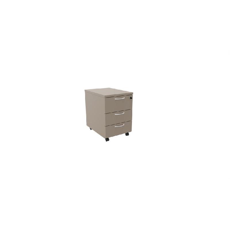 CAISSON MOBILE MELAMINE NF ENVIRONNEMENT 3 TIROIRS H.60 CM - ARGILE