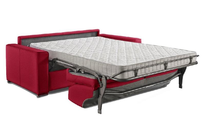 Canapé convertible PREMIUM 160 cm - Sommier lattes RENATONISI - Matelas BULTEX polyuréthane - Rouge_0