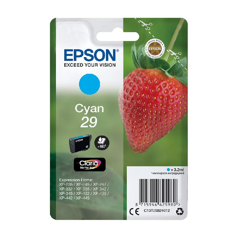 CARTOUCHE D'ENCRE EPSON 29 C FRAISE CYAN POUR IMPRIMANTES JET D'ENCRE