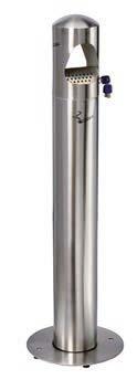 Cendrier sur pied en inox - 4 litres - Fermeture sécurisée et fixation au sol_0