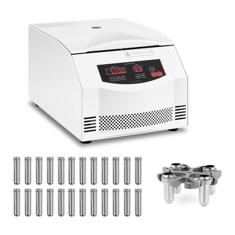 Centrifugeuse électrique de laboratoire - Mini centrifugeuse de paillasse (500 W, 24 tubes de 10 ml ou 4 tubes de 50 ml, 4 730 xg, 300-5 000 tr/min, minuterie 0-99 min) - Réf : 14_0005844_0