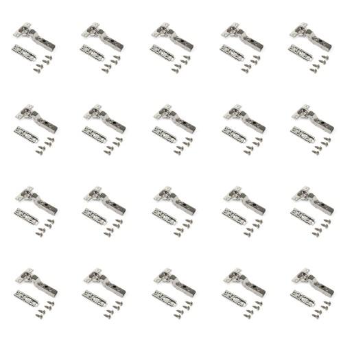 CHARNIÈRE SUPER COUDÉE INVISIBLE AMORTIE 105° + EMBASE À VISSER - PAR 20 - X91 EMUCA