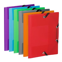 CHEMISE À ÉLASTIQUE 3 RABATS PLASTIQUE PROPYGLASS VIQUEL - 12 X 16 CM - COULEURS TRANSLUCIDES ASSORTIES - LOT DE 25