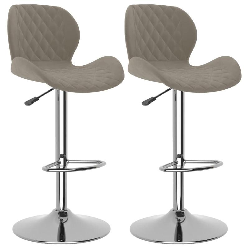 Décoshop26 - Lot de 2 tabourets de bar chaises hautes coutures losange en velours gris clair DEC029690 - gris 3000257504556_0