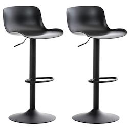 Décoshop26 - Lot de 2 tabourets de bar hauteur réglable design contemporain en plastique noir pieds trompette noir 10_0000318 - noir 3000857469606_0