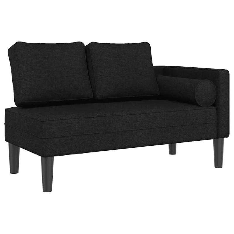 Décoshop26 - Méridienne chaise longue canapé pour intérieur 116,5 x 62 x 57,5 cm avec coussins en tissu noir DEC026090 - noir 3000255616800_0