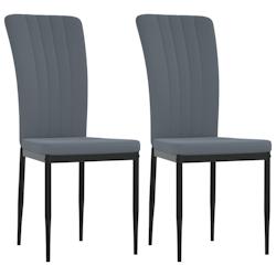 Décoshop26 - Set de 2 chaises de salle à manger style classique en tissu velours gris avec coutures décoratives DEC025525 - gris 3000255295098_0