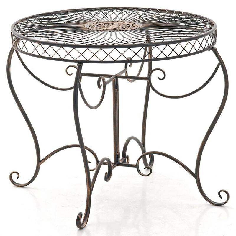 Décoshop26 - Table de jardin balcon terrasse design rustique hauteur 69 cm en métal bronze 10_0003051 - métal 3000251369427_0
