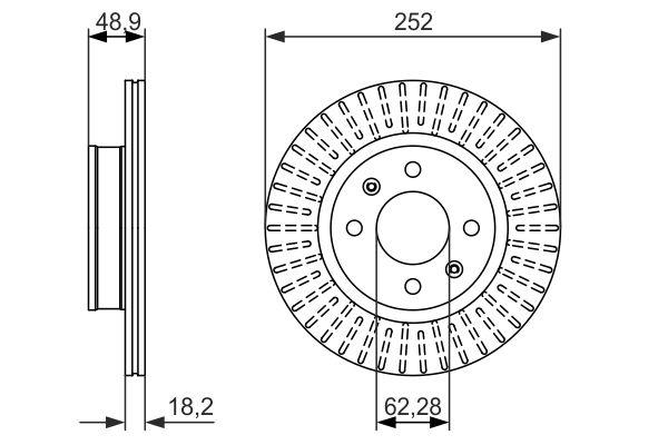 Disque de frein Bosch 0986479770 - boîte de 2 disques ventilés pour montage avant, 4 trous, épaisseur 18 mm_0