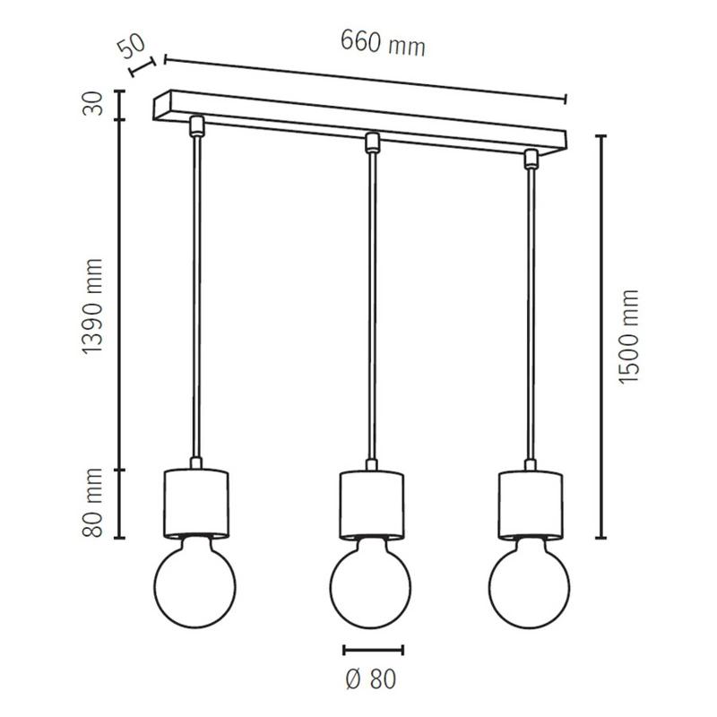 ENVOSTAR TERRA SUSPENSION EN PIN FONCÉ À 3 LAMPES ANGULAIRE