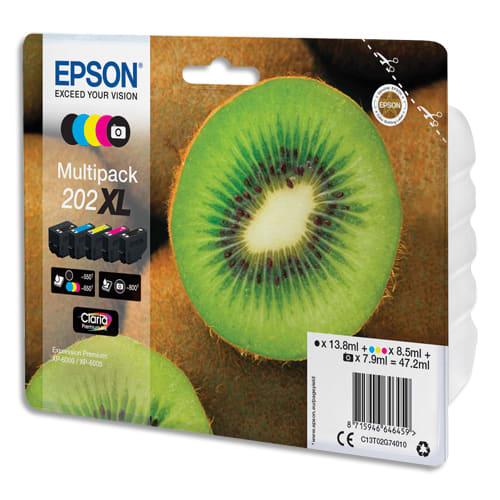 Epson Multipack Jet d'encre 202 Série Kiwi - Noir, Cyan, Magenta, Jaune (T02E7) C13T02E74010 pour Epson Expression Premium XP_0