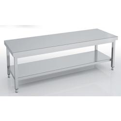 ERATOS Table De Soubassement Centrale Hauteur 600 - Profondeur 700 - Avec Etagere - 2200X700X600 - Livree Demontee MCBD70-220 - Acier inoxydable 18/10_0