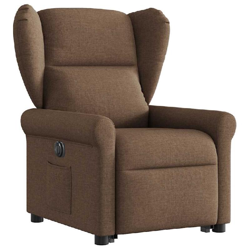 Fauteuil inclinable électrique marron tissu Modèle Uvandor - 8721102963803_0
