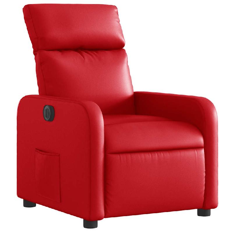 Fauteuil inclinable électrique Rouge Similicuir Modèle Iviane - 8721012219694_0
