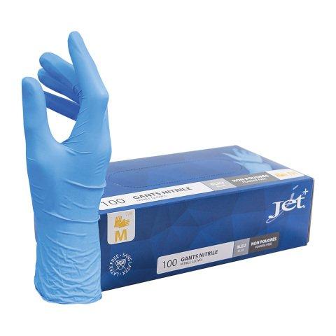 GANTS JETABLES NITRILE NON POUDRÉ BLEU TAILLE M - BOÎTE DE 100 GANTS