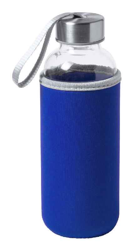 Gourde de sport en verre - 420 ml - Néoprène rouge avec dragonne_0