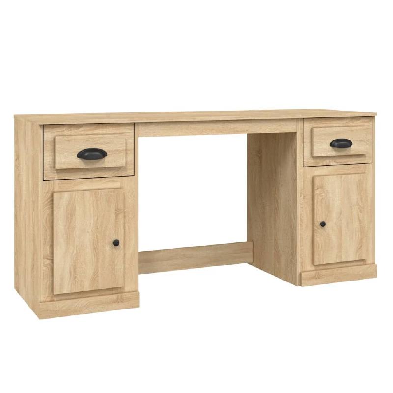 Helloshop26 - Bureau table poste de travail meuble d'ordinateur informatique étude avec armoire chêne sonoma bois d'ingénierie brun 02_0023387 - Bo_0