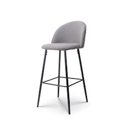 Kosmi Chaise de Bar Design Moderne avec Dossier – Tabouret Haut Confortable en Tissu Gris et Pieds Métal Noir – Hauteur 76 cm - gris métal 37603_0