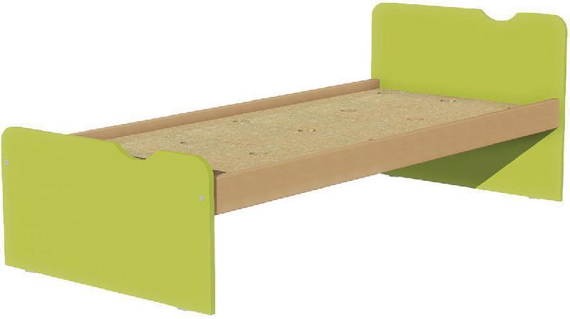 LIT TÊTE ET PIED DÉCO SOMMIER AGGLO 90X200 CM IDENTITÉ ARGENT/VERT - MANUTAN COLLECTIVITÉS