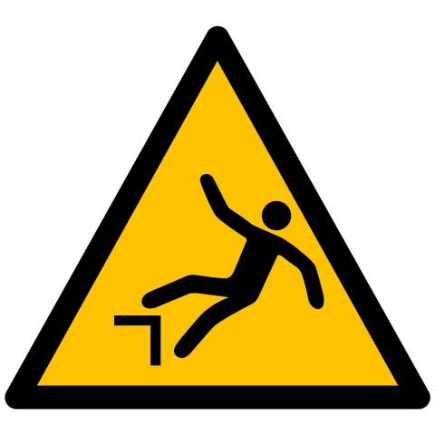 LOT DE 3 - ADHÉSIF - DANGER : CHUTE AVEC DÉNIVELLATION - W008 - ISO 7010 VINYLE SOUPLE AUTOCOLLANT 200 MM