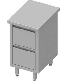 Meuble bas table de travail inox centrale avec deux tiroirs 450x700... - P932677455_0