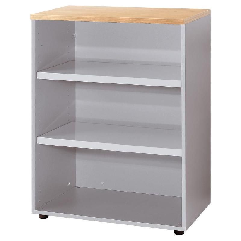 MEUBLE MI-HAUTEUR ACTUAL SANS PORTES - H.102 X L. 80 X P. 47 CM - CORPS ALUMINIUM - TOP CHÊNE