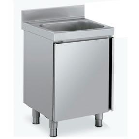Meuble pour plonge avec portes et 1 bac au centre P 700mm | Distform - QP970700_0