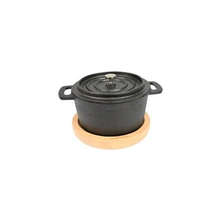 Mini cocotte en fonte Ø 140 mm + support bois - Gastroland - fonte 3701666008160_0