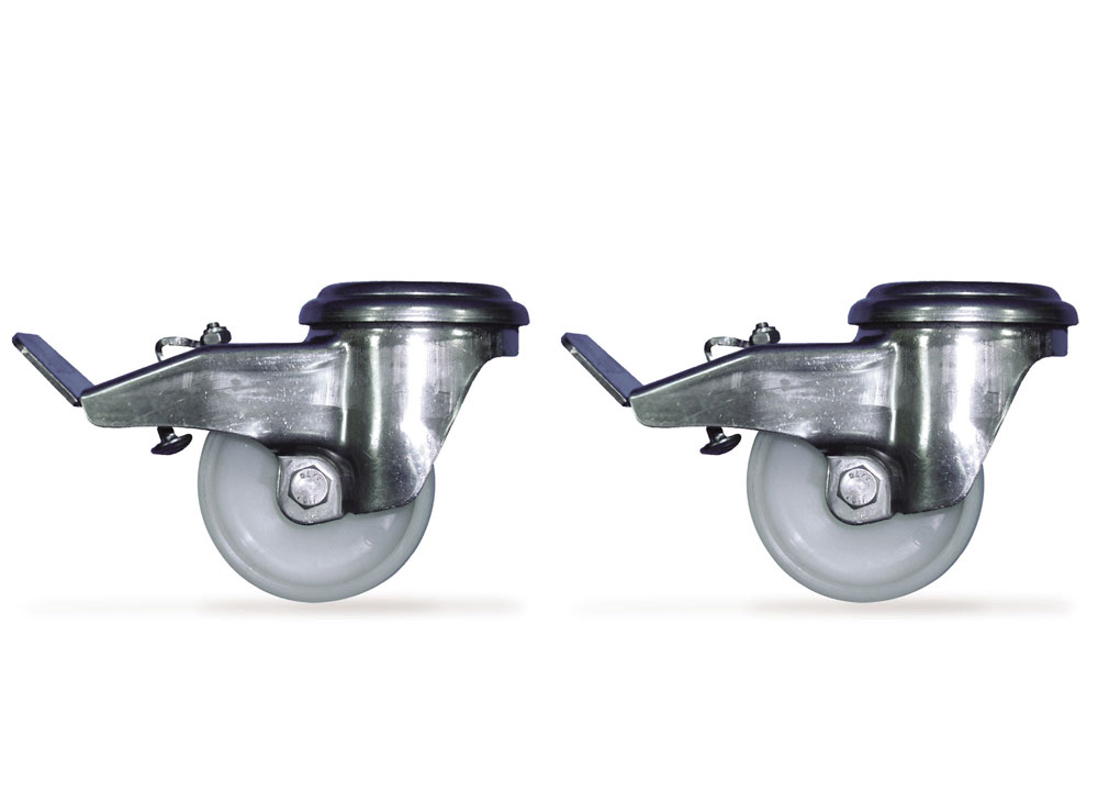 PAIRE DE ROULETTES INOX AVEC FREIN