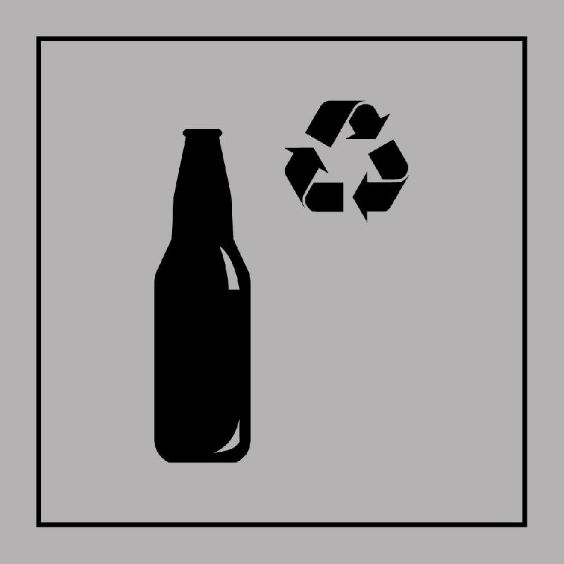 SIGNALÉTIQUE DE RECYCLAGE POUR VERRE - PI PF 065 - ISO 7001  - 250 X 250 MM - VINYLE SOUPLE AUTOCOLLANT - GRIS - LOT DE 2