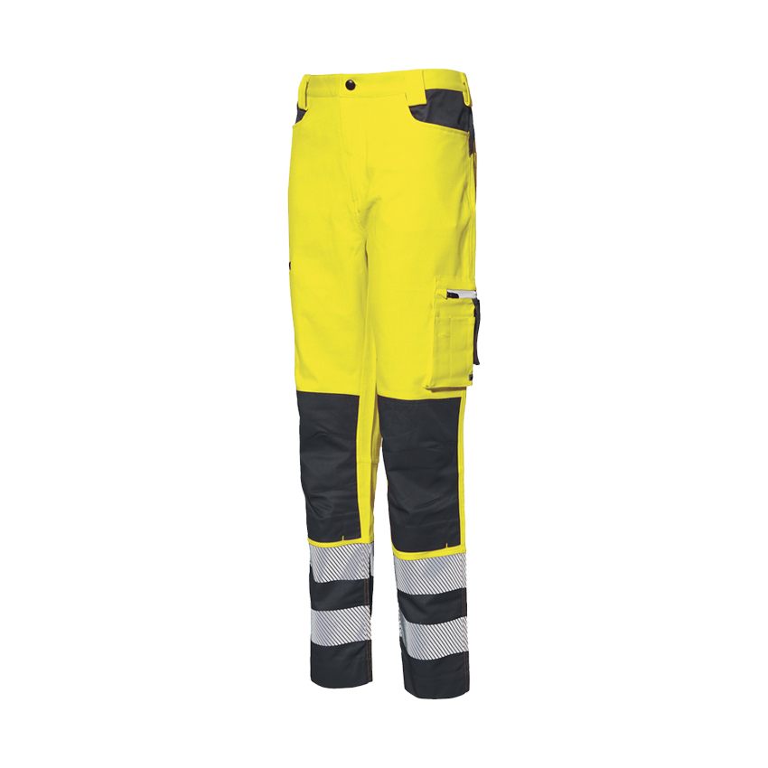 Pantalon HV Stretch 8230B - 60% polyester, 35% coton, 5% élasthanne 275g/m² - Poches genoux, bandes réfléchissantes - PCPHV11-JG-S - Industrial Starter_0