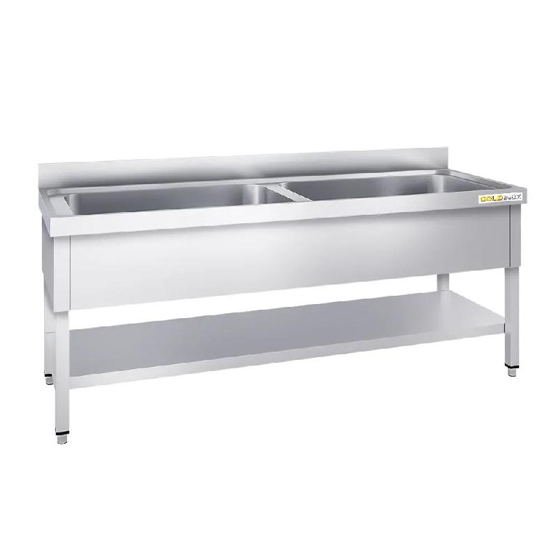 Plonge inox grande cuve 1800x700mm avec 2 bacs PREMIUM - GOLDINOX - inox 3701770816989_0