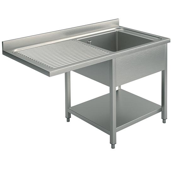 Plonge inox sur piètement avec étagère inférieure, place pour lave-vaisselle, 1 bac à droite, 1500x700 mm - SLG1LS1567_0