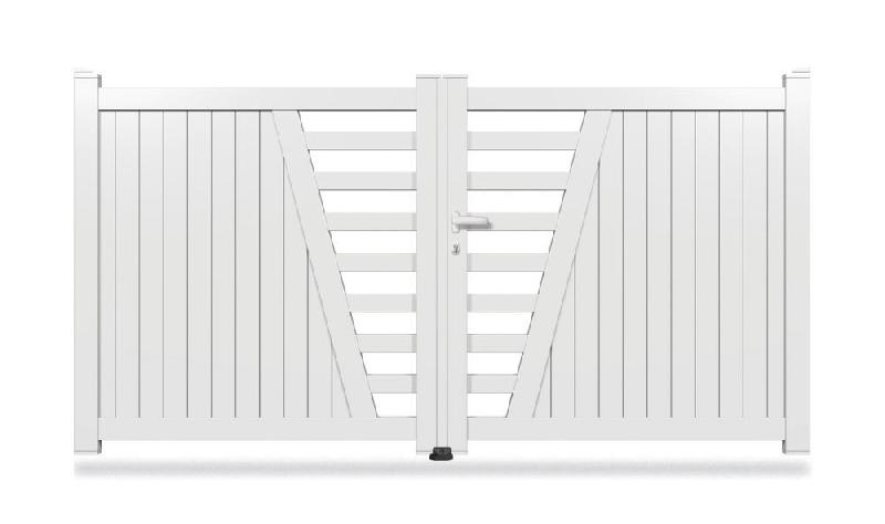 Portail battant aluminium OPC-202 - Dimensions et lames au choix, coloris standards variés_0