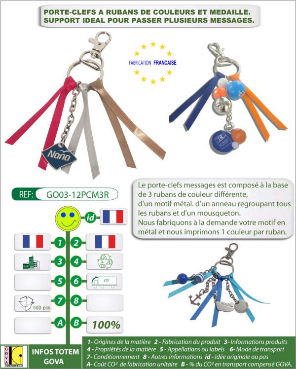 Porte-clés publicitaires - Bijoux à rubans avec motifs en métal - Création sur mesure - Fabrication française_0