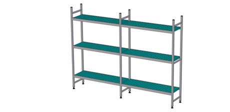RAYONNAGE À CLAYETTES EN LIGNE LONGUEUR DE COMPOSITION 2X1423 MM EA-0020