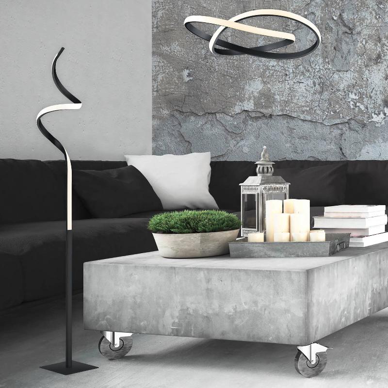 REALITY LEUCHTEN LAMPE SUR PIED LED COURSE, NOIR MAT, 3.000 K, HAUTEUR 145 CM