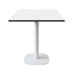 Restootab - Table 70x70cm - modèle Round pied blanc blanc chants noir - blanc fonte 3760371511150_0