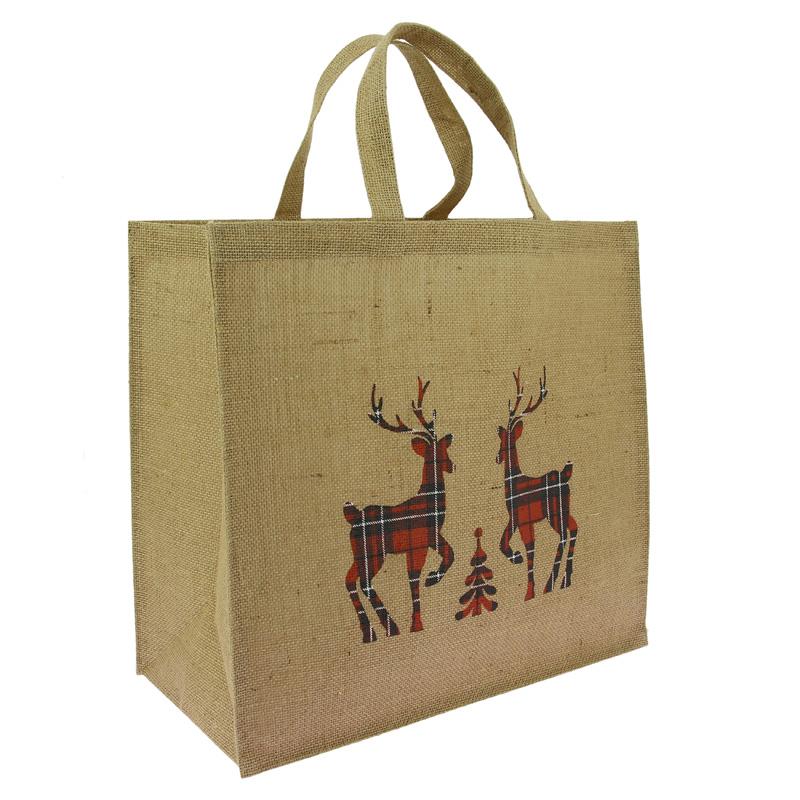 Sac cabas jute décor Cerfs 42x20 -_0