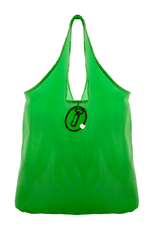 Sac shopping pliable - avec mousqueton en plastique - Polyester 190T - couleur vert - poids 28 gr_0