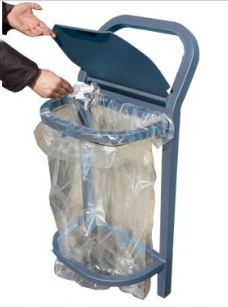 Supports pour sacs poubelle urbaine Vigipirate - 50L - Acier avec couvercle anti-pluie_0