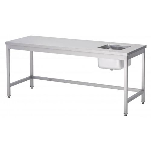 TABLE DU CHEF SOUDÉE EN INOX 1 BAC À DROITE 700 X 1600 MM