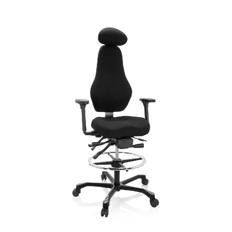 Tabouret de travail / Chaise de comptoir RESISTIO WORK tissu maille gris hjh OFFICE - noir polyester 608993_0
