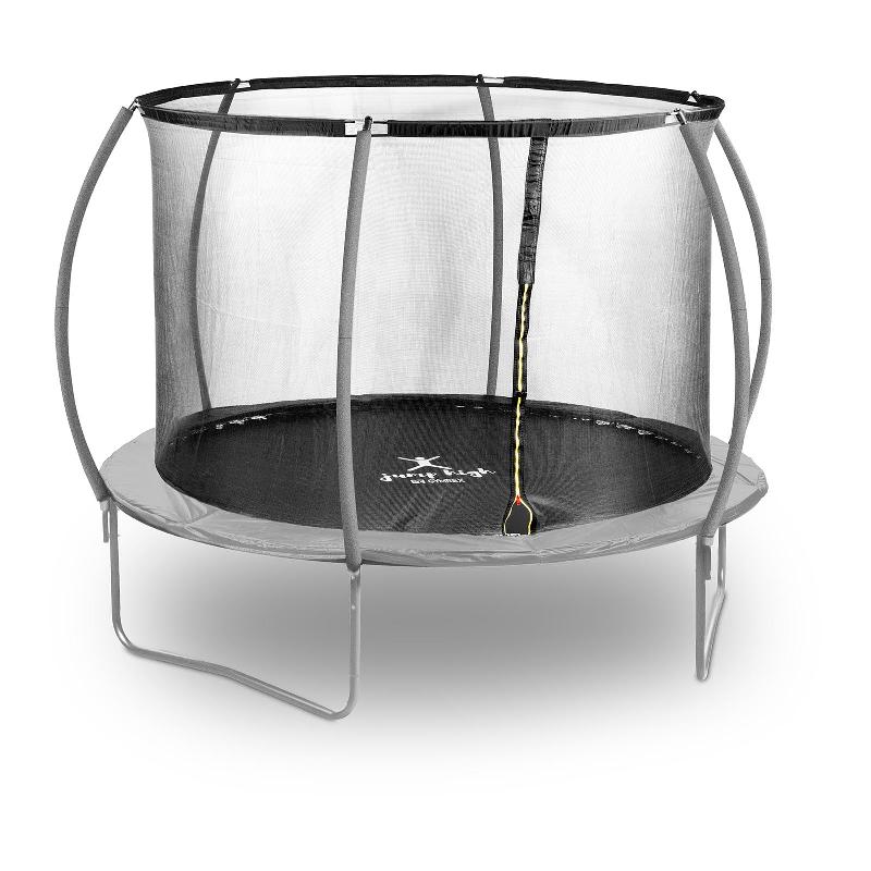 TRAMPOLINE DE JARDIN - DIAMÈTRE 305 X 180 CM - 100 KG - FILET DE SÉCURITÉ - NOIR/GRIS 14_0008021_0